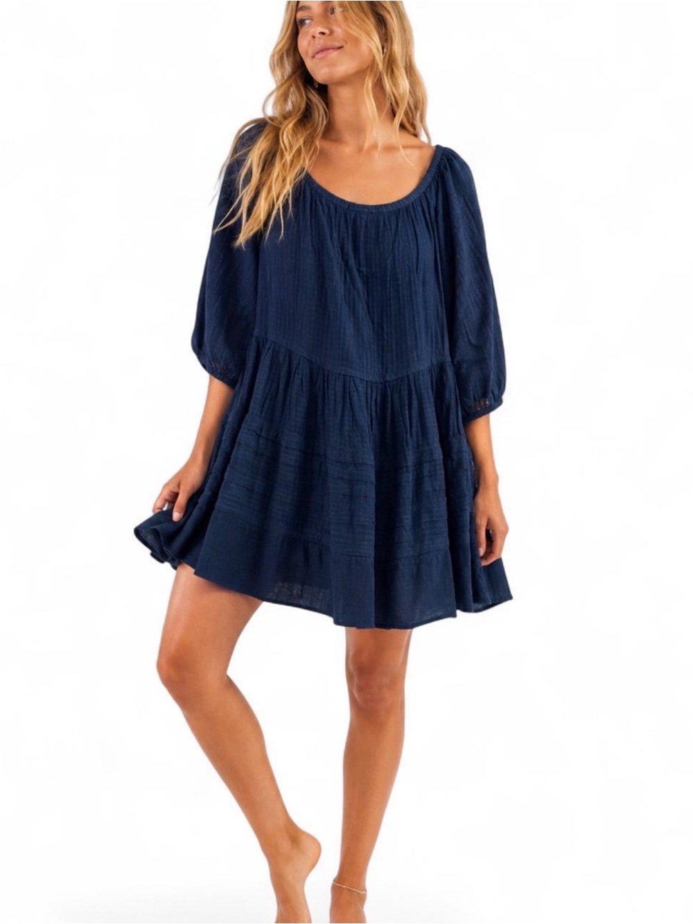 Free People NWT Navy Boho Babydoll Mini Dress